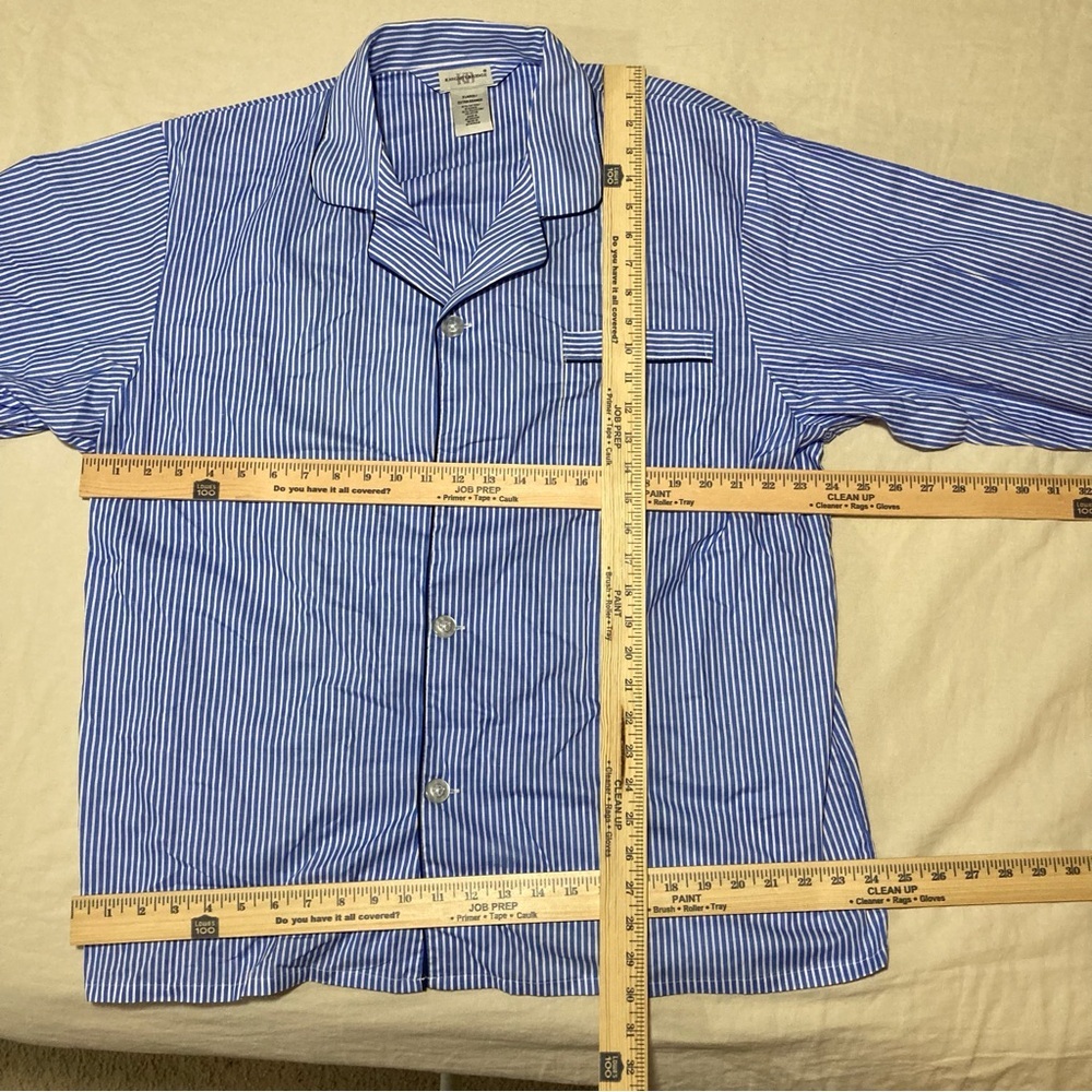 Knightsbridge Blue Striped Men's Pajama Top | Cotton Poly Blend - Picture 2 of 6